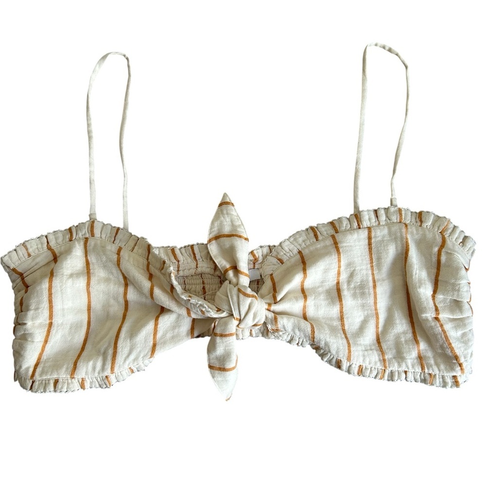 Madewell Lightestspun Striped Bubble Crop Top | Cover-Up | Size XL - Picture 2 of 8